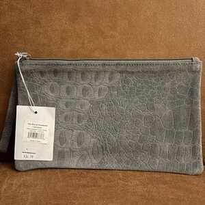 Bristol Embossed Leather Wristlet in Light Gray. NWT